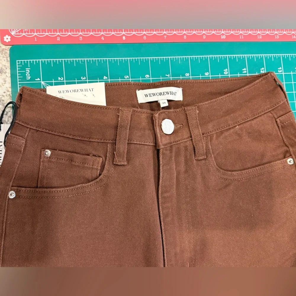 Weworewhat Icon Jean 24 Cacao Brown Straight Leg Denim NWT - Picture 8 of 9